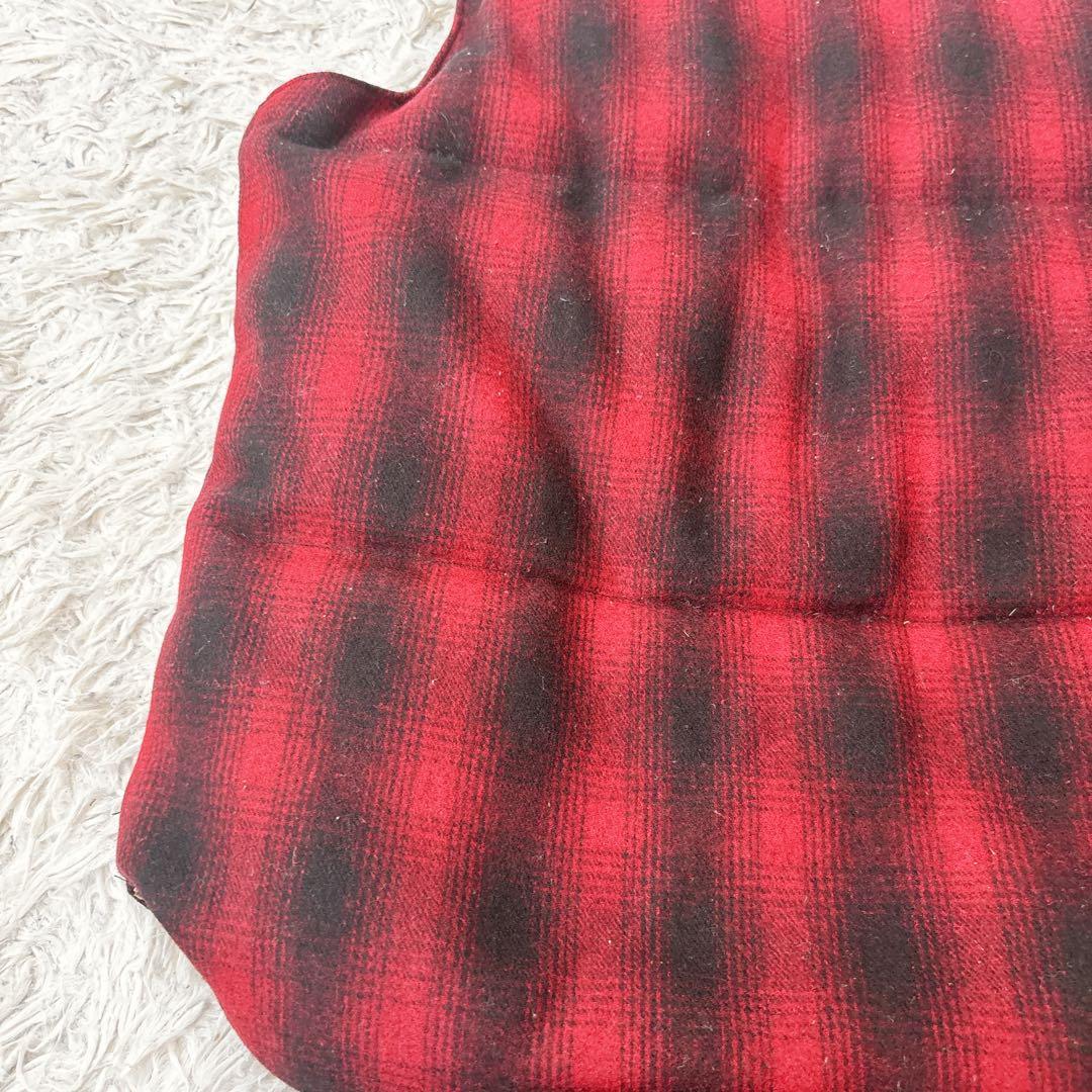 シュガーケーン　ウール　レザーヨーク　ダウンベスト チェック オンブレ　切替　M