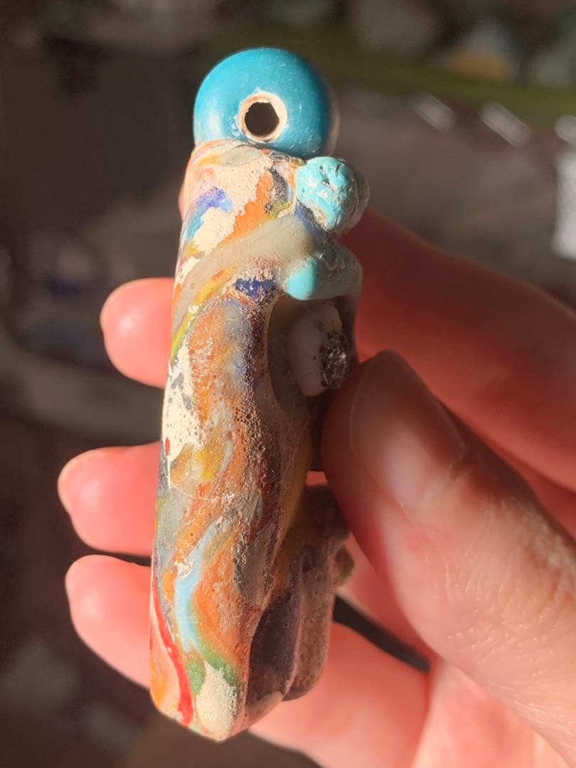 紀元前1500年頃フェニキアビーズ　ローマンガラス　とんぼ玉　出土品　根付　石器