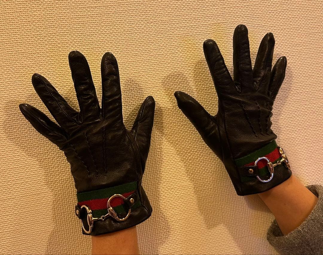 グッチ シェリーライン ホースビット ラムレザー手袋 サイズ7 1/2