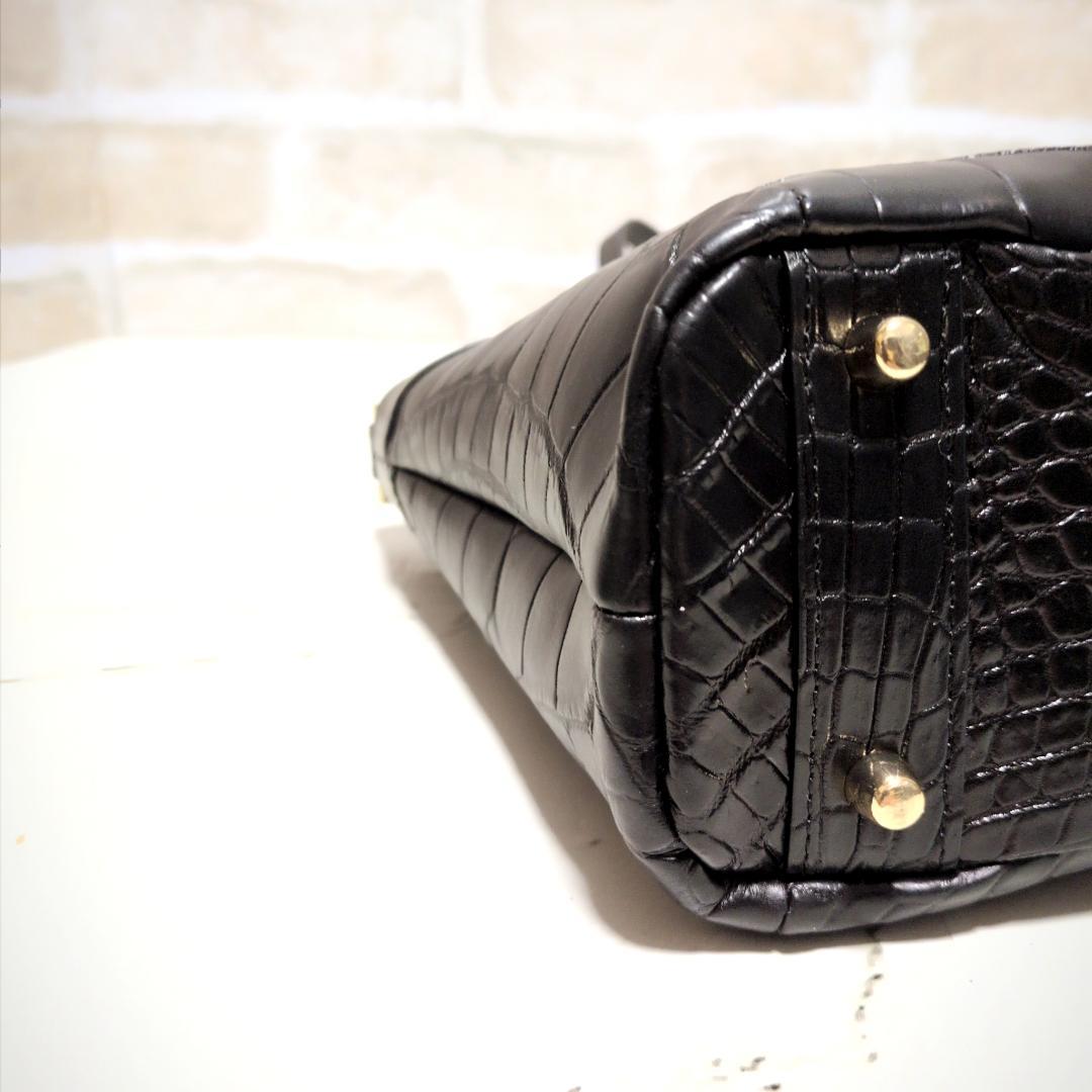 ★クロコダイル/バケツ型 ショルダーバッグ ブラック 美品 希少レア 斜め掛け