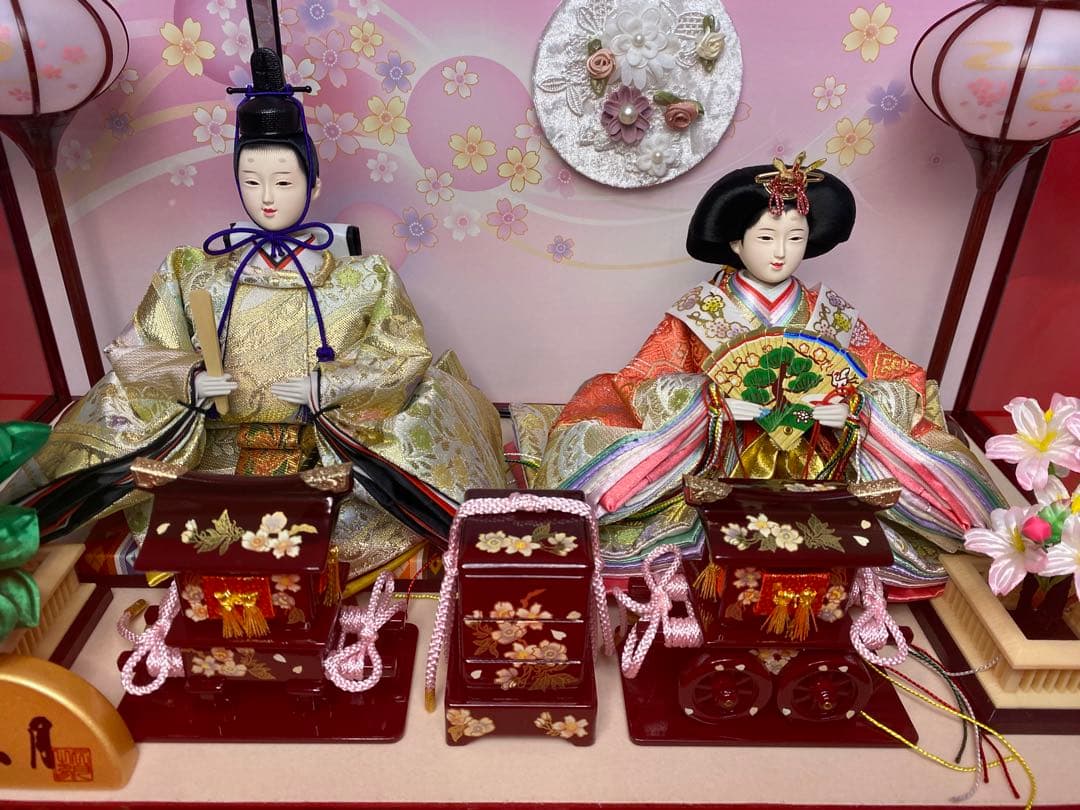 東京久月　雛人形アクリルケース入り親王飾り・間口約５６×奥行約３１×高さ約３４㎝