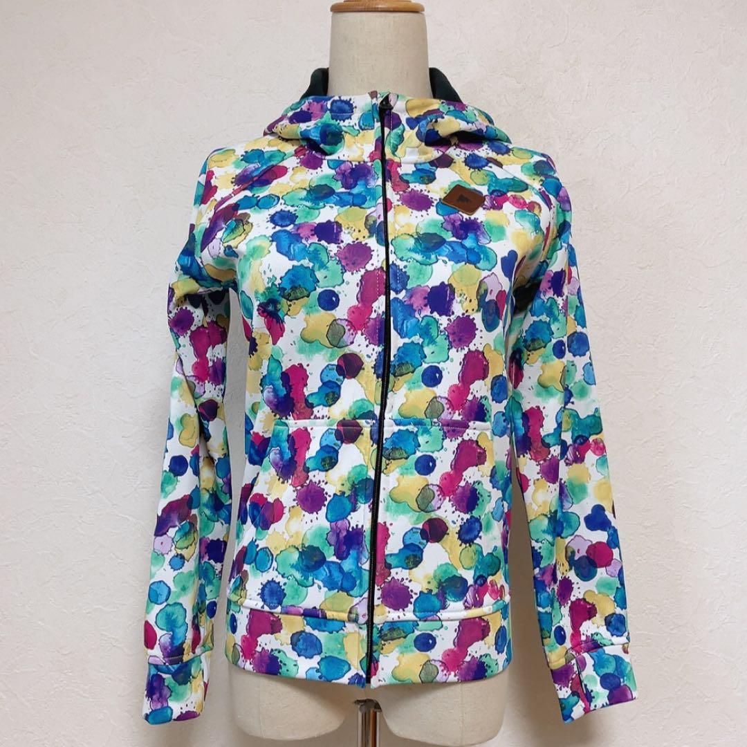 【美品】BURTON カラフル水彩柄 フルジップパーカー DRYRIDE S