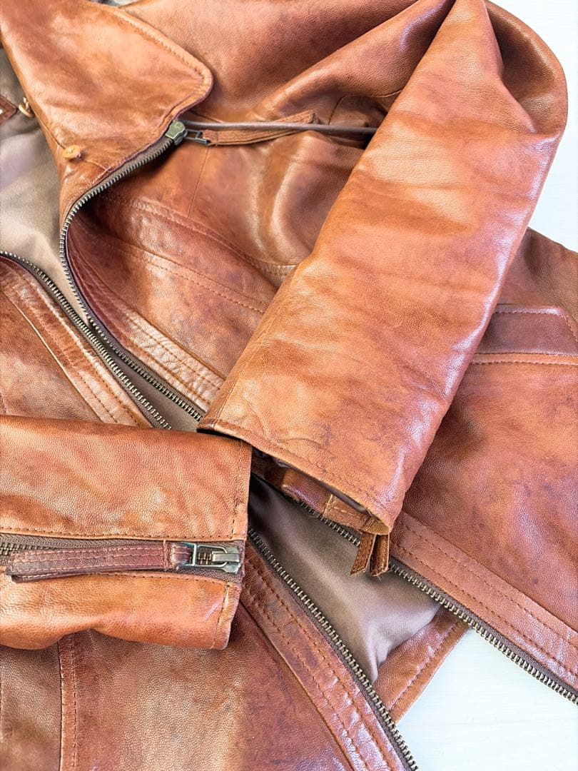 ☆goa ゴア ラムレザー 革ジャン ファー付き ブラウン 難あり