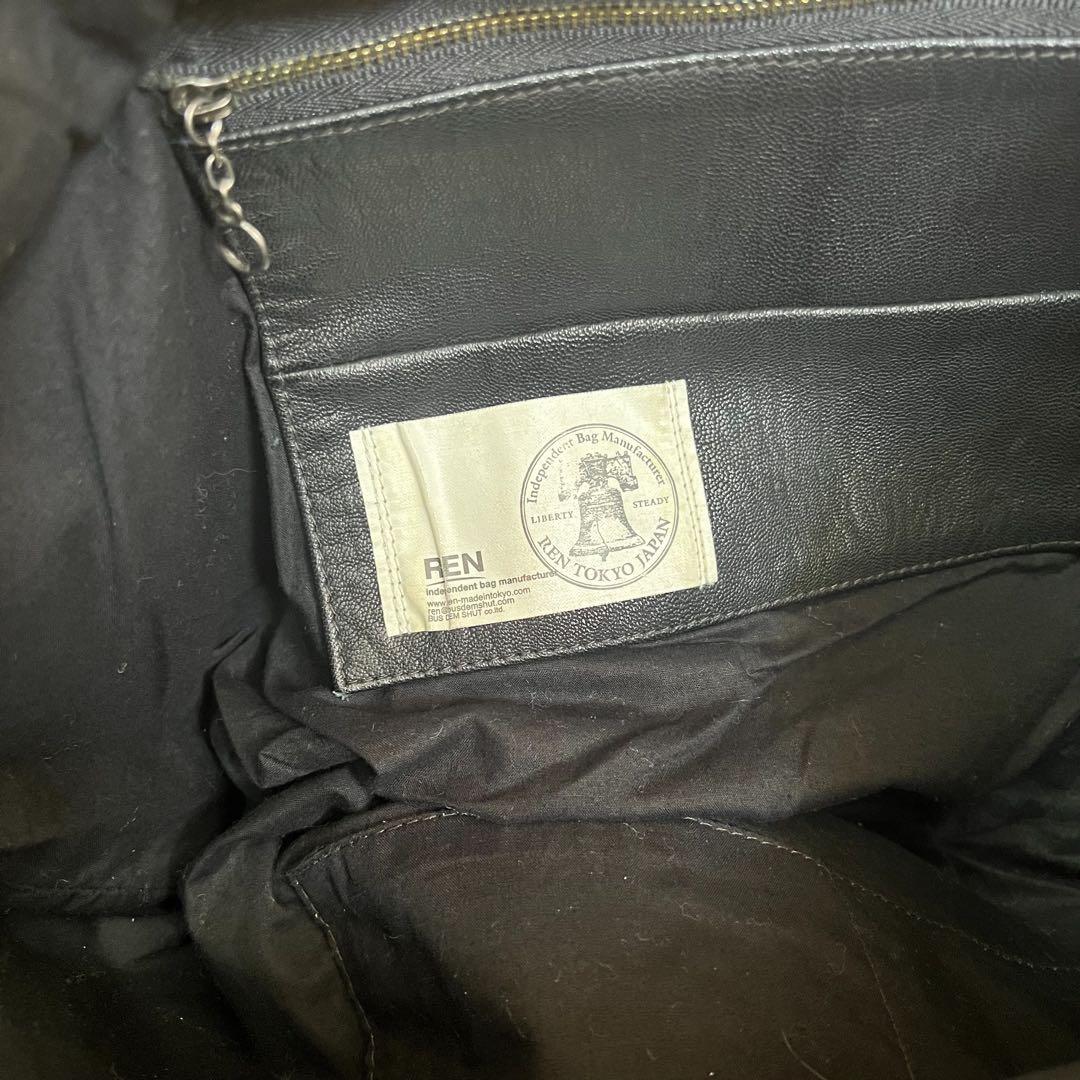 美品 REN ショルダーバッグ 2WAY 山羊革 ブラック BARE A4収納可