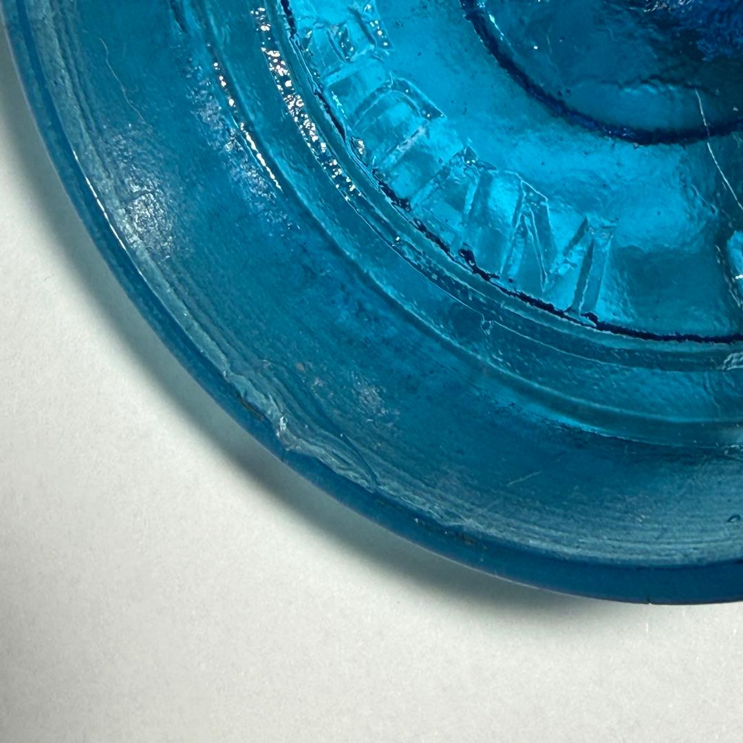 ◆ナリトラ◆レトロガラス 飴屋瓶 シュガーポット 希少ブルー プレスガラス