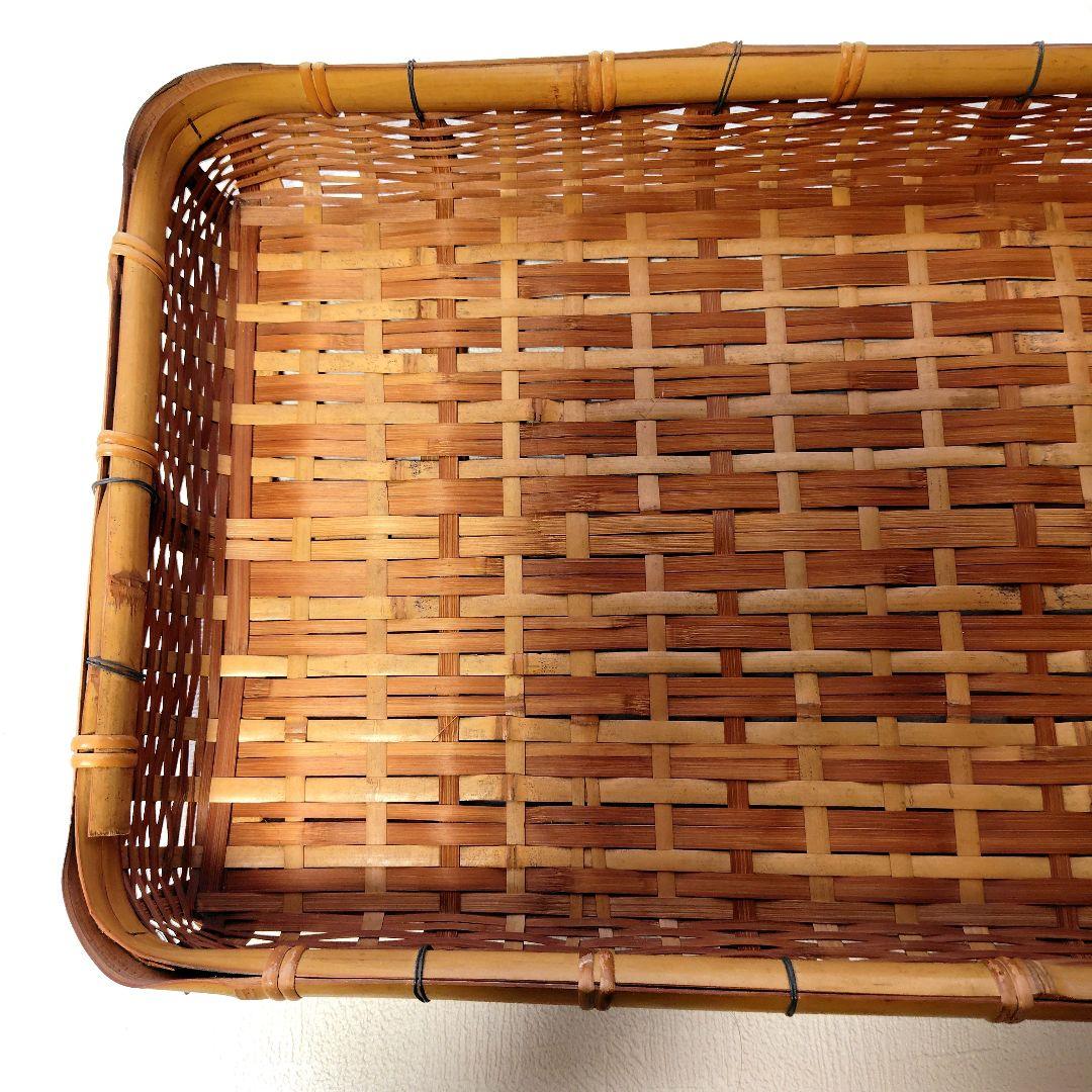 レトロ　竹細工　四角いカゴ