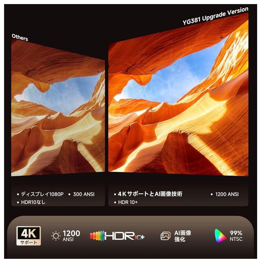 プロジェクター 家庭用 小型 天井 1200ASNI 高輝度 1080P 4K