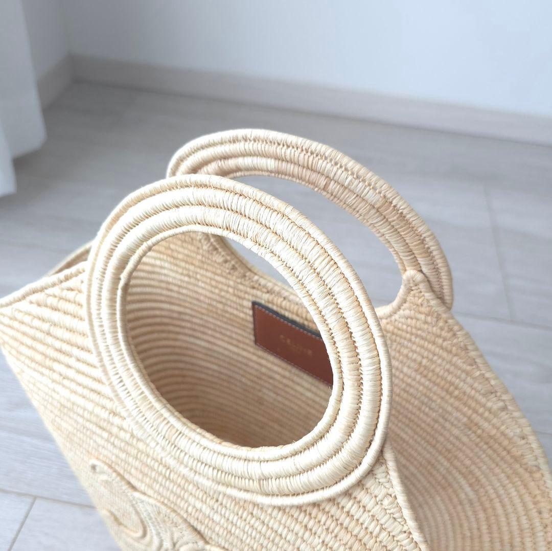 美品【セリーヌ】2025年春夏　ブレーテッド　パニエ 　ラフィア　かごバッグ