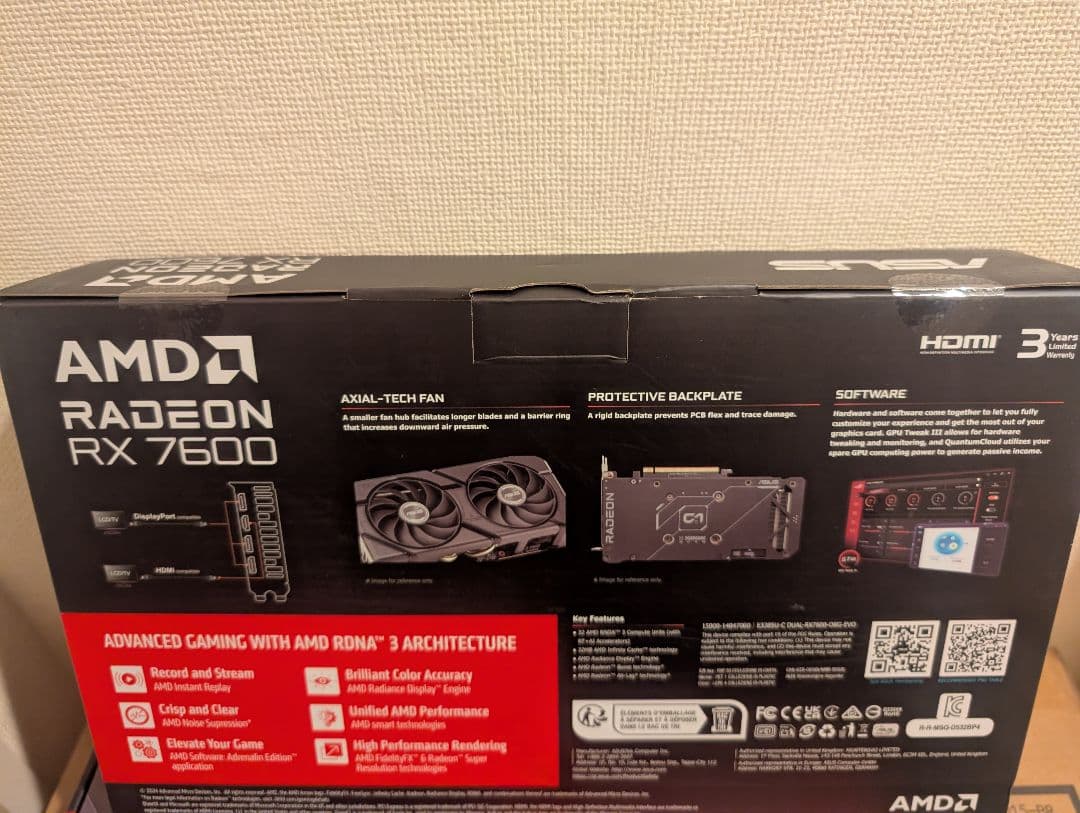 【新品未使用】ASUS Radeon RX 7600 8g