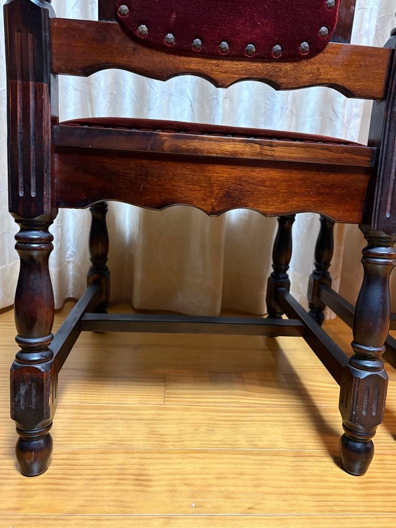 ヴィンテージ 鋲打ち　椅子　ベルベット張り　レトロ　チェア 2脚