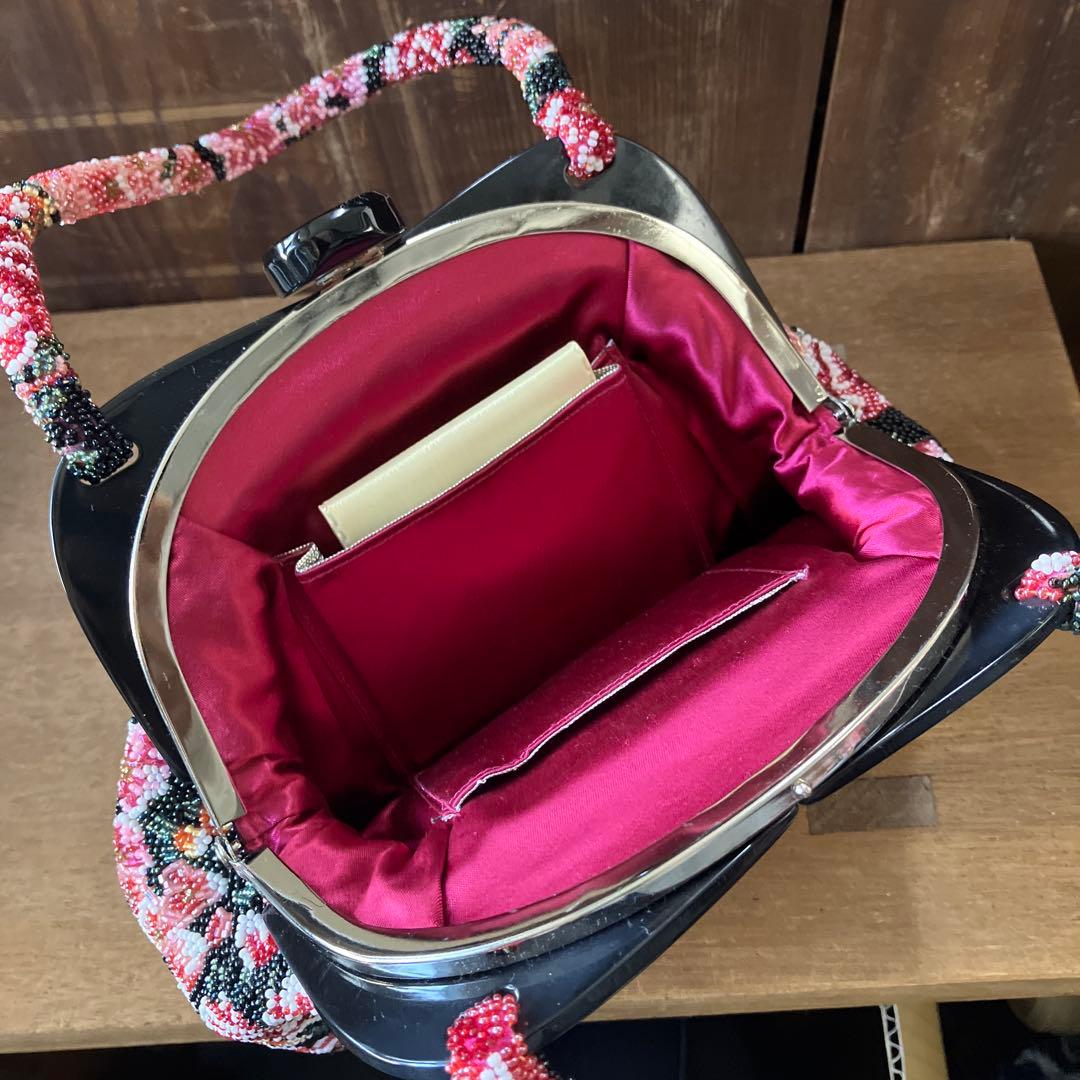 和装 総ビーズバッグ はしもと 刺繍 昭和レトロ 着物