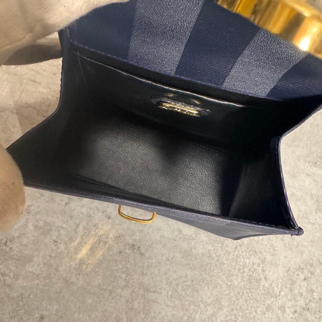 FENDI ペカン柄 ハンドバッグ ショルダーバッグ 2way ネイビー 鍵付き