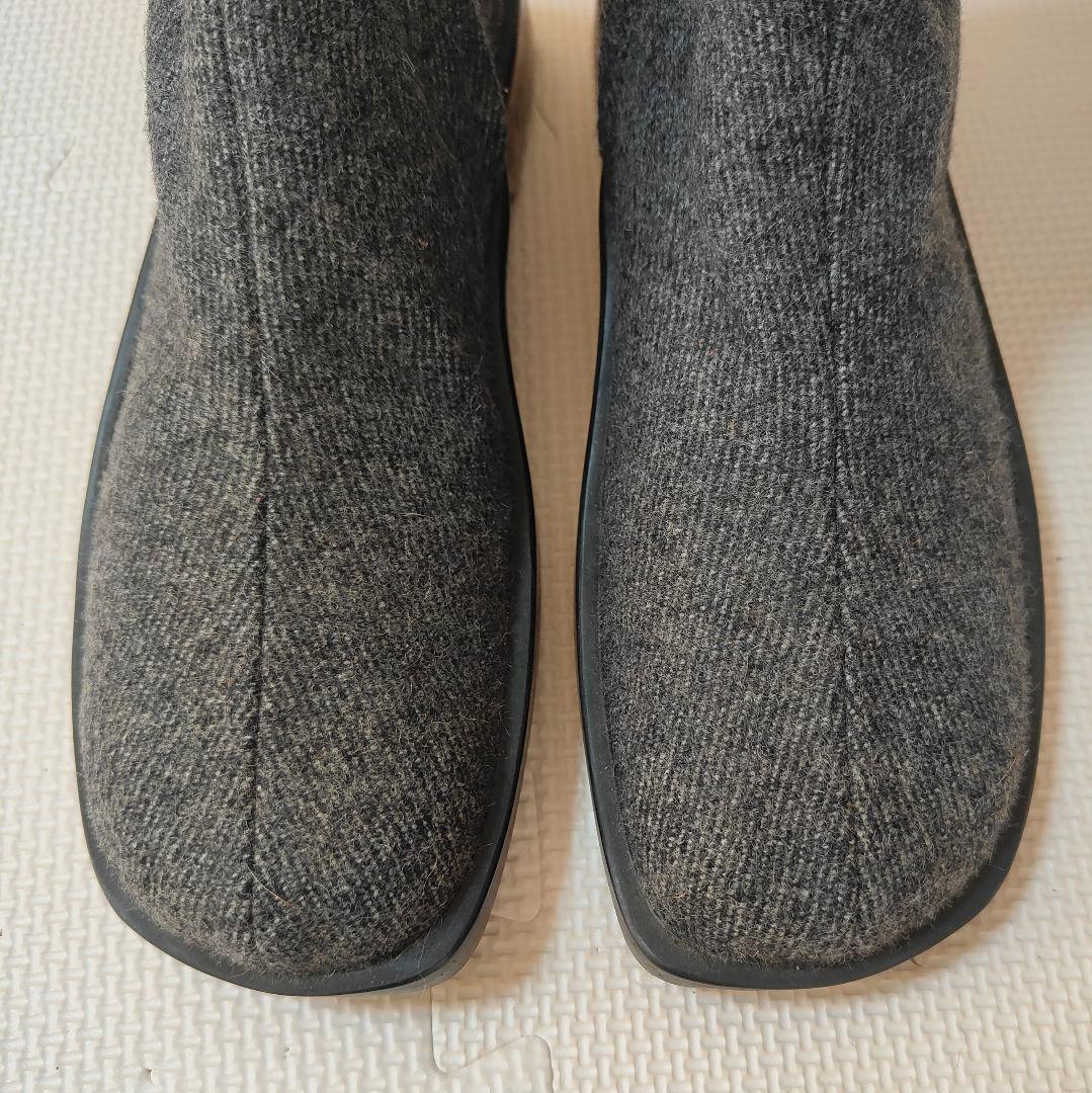 PRADA プラダ　ブーツ　ウール　サイドジップ　グレー　36 23cm