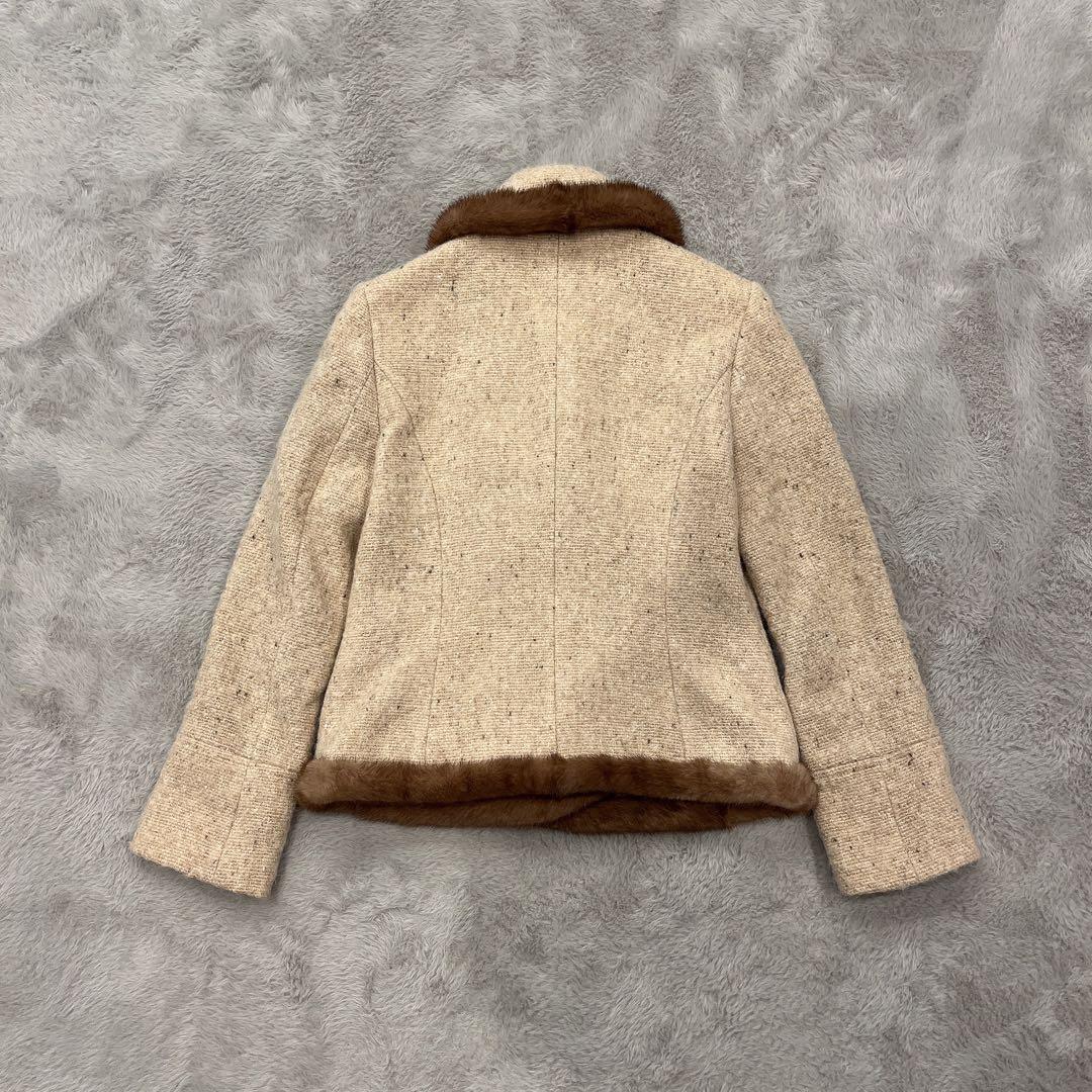 Harrods♡ミンクファー付ショート丈 ウールコート モヘア 裏地シルク 1