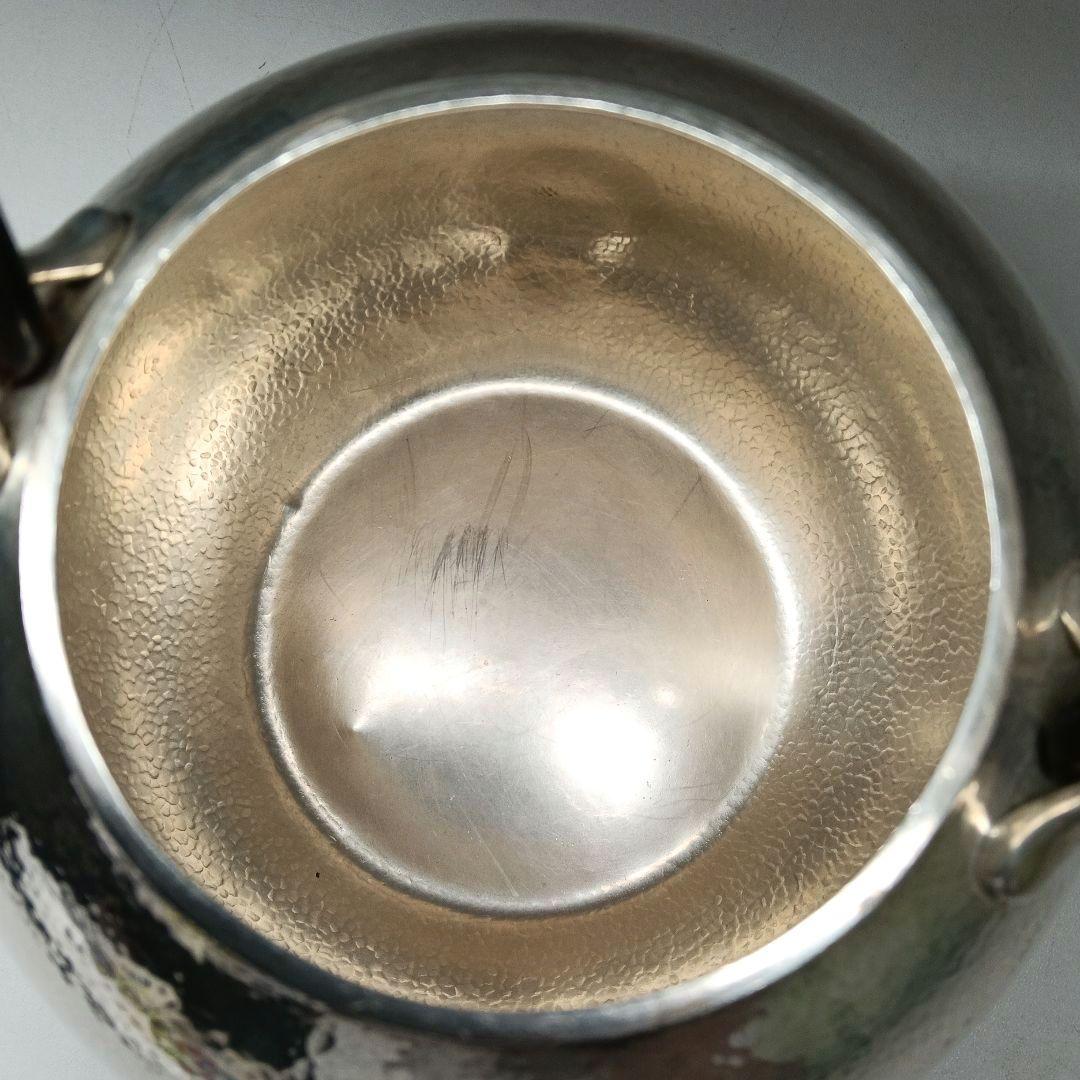 専用 名品 秦蔵六 蔵六居造 槌目 純銀瓶 鉄提手 湯沸 在銘 骨董 621g