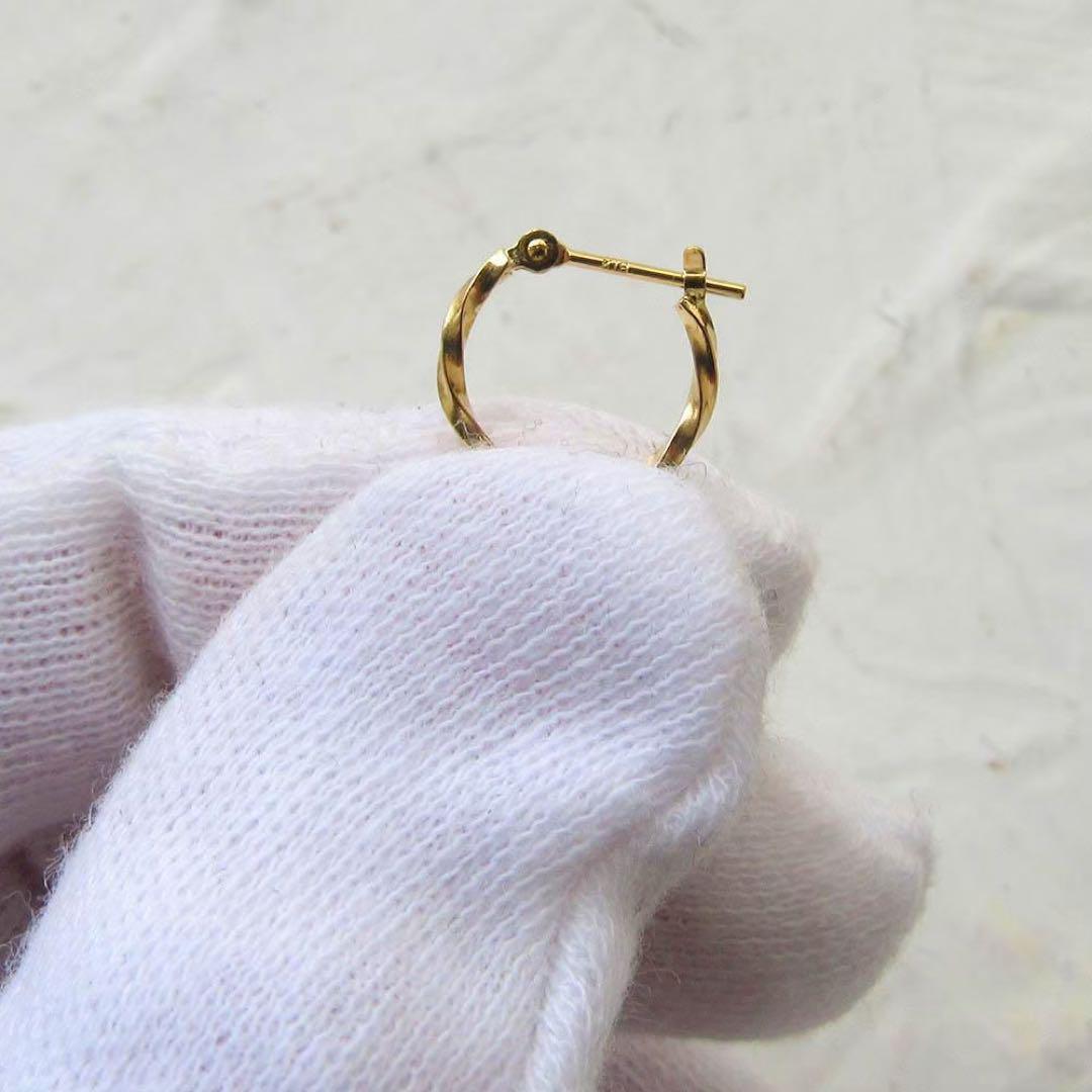 K18 ピアス フープ 18K ツイスト つけっぱなし 片耳 12 12ミリ