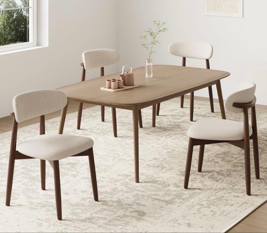 ✨大特価✨ダイニングチェア 2脚 セット ナチュラル木目 快適ファブリック