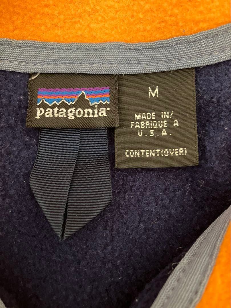 USA製 パタゴニア フルジップ フリース　 ネイビー　刺繍ロゴ