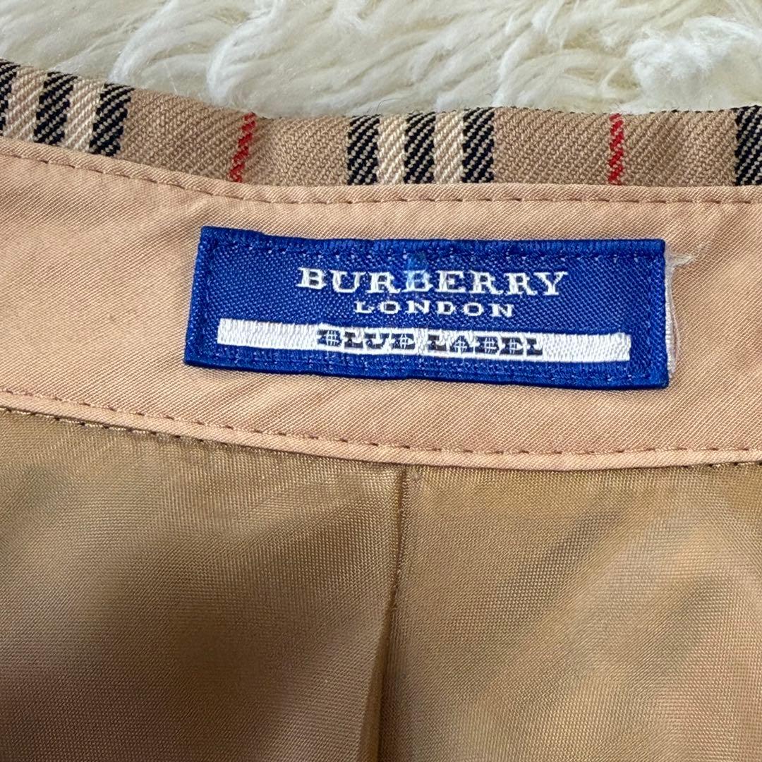 バーバリーブルーレーベル ノバチェック シャツワンピース 40 ウール混 L相当