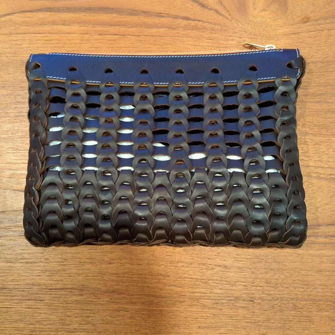 il micio イルミーチョ　BOHOブラウン　 編み込み クラッチバッグ