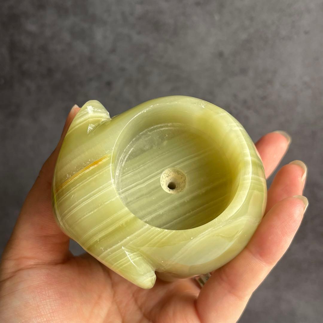 アフガニスタン オニキス 手彫り キャンドルホルダー アクセサリー入れ