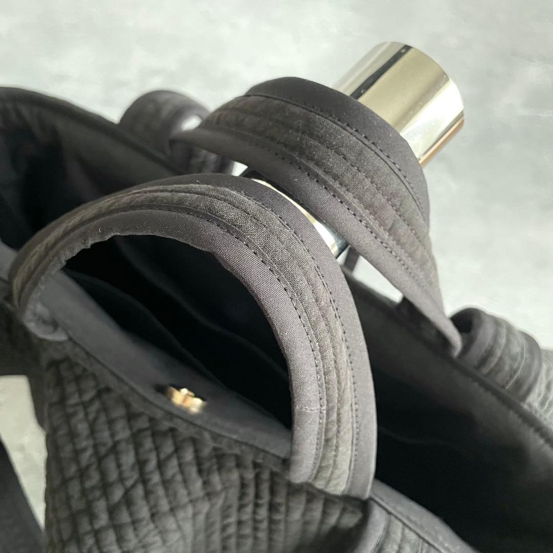フリル付きヌビトートバッグ　2way ヌビバッグ　ブラック　ハンドメイド