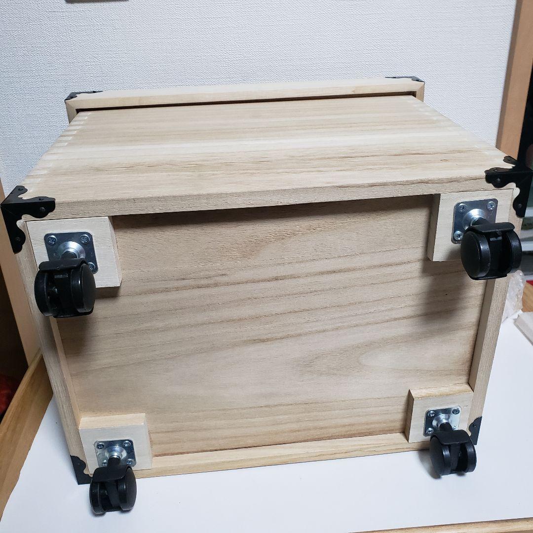 米びつ 桐 10kg 越後の米蔵 キャスターはスムーズ、マス付き　昭和レトロ