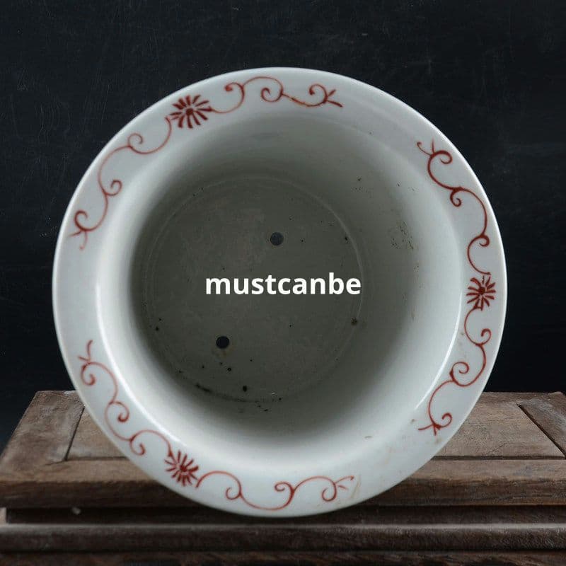 手描きパステル花鳥紋小花鉢 花鉢 盆栽鉢 装飾品 現代工芸品