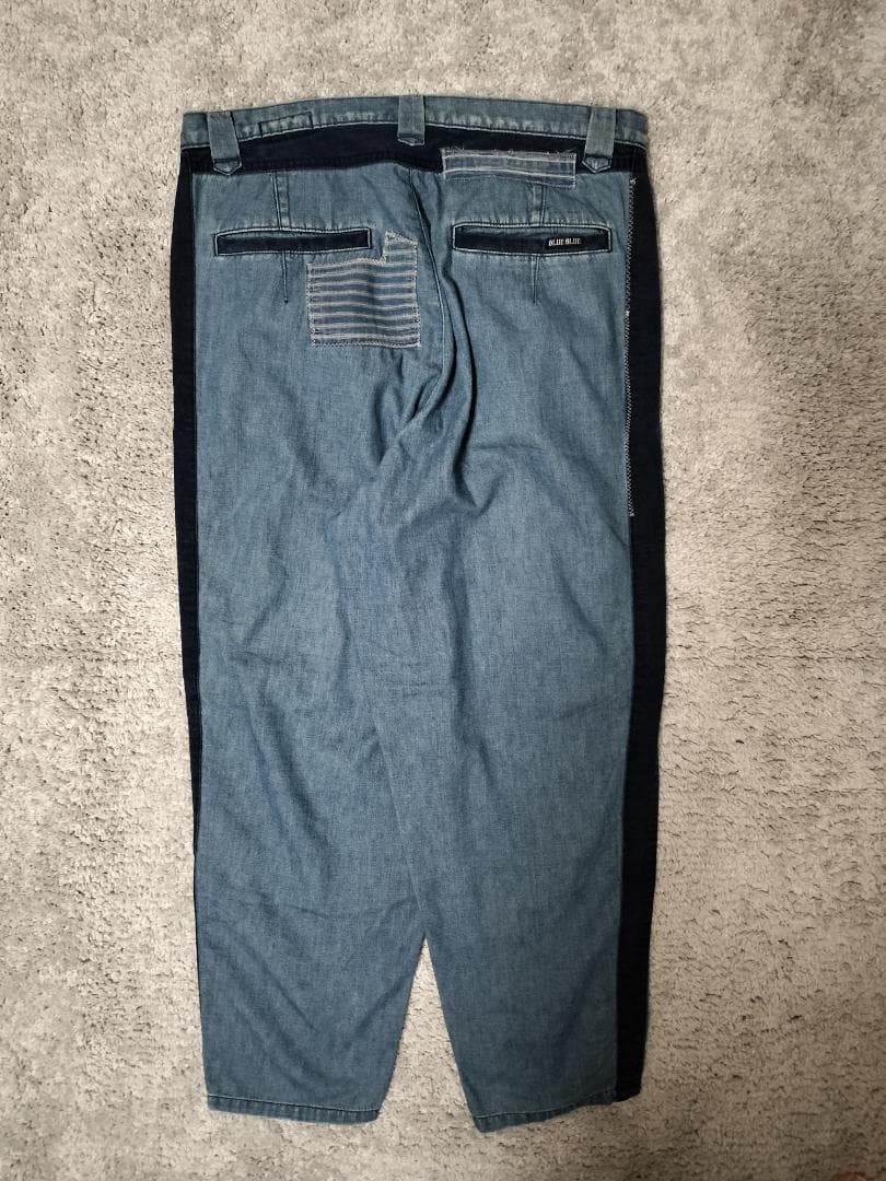 ブルーブルー/再構築ワイドテーパードデニムパンツ/インディゴ染め/SIZE 3