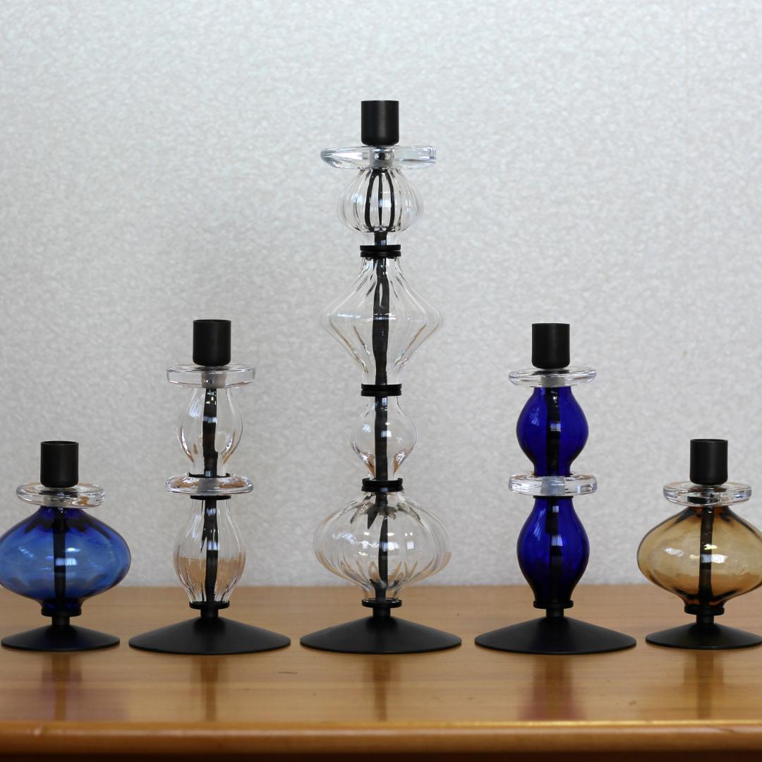 【美品】エリックホグラン　キャンドルスタンド オニオン型　アンバー 01