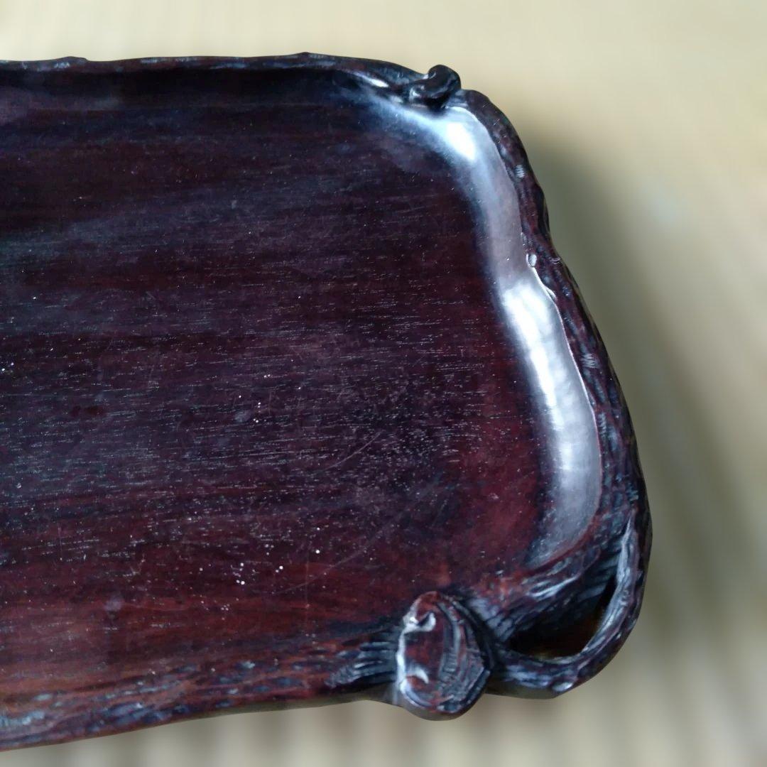 古道具 アンティーク 　木製　お盆　　くり抜き盆　天然木　骨董