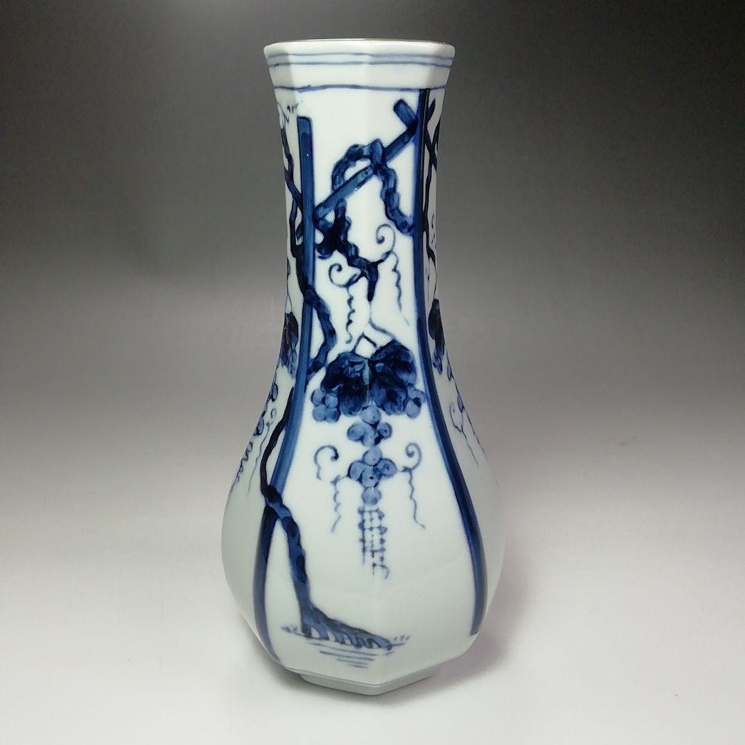 Ｓ４０３　皆具　『ぶどう棚　染付　皆具』『鈴木康月造』　共箱　茶道具