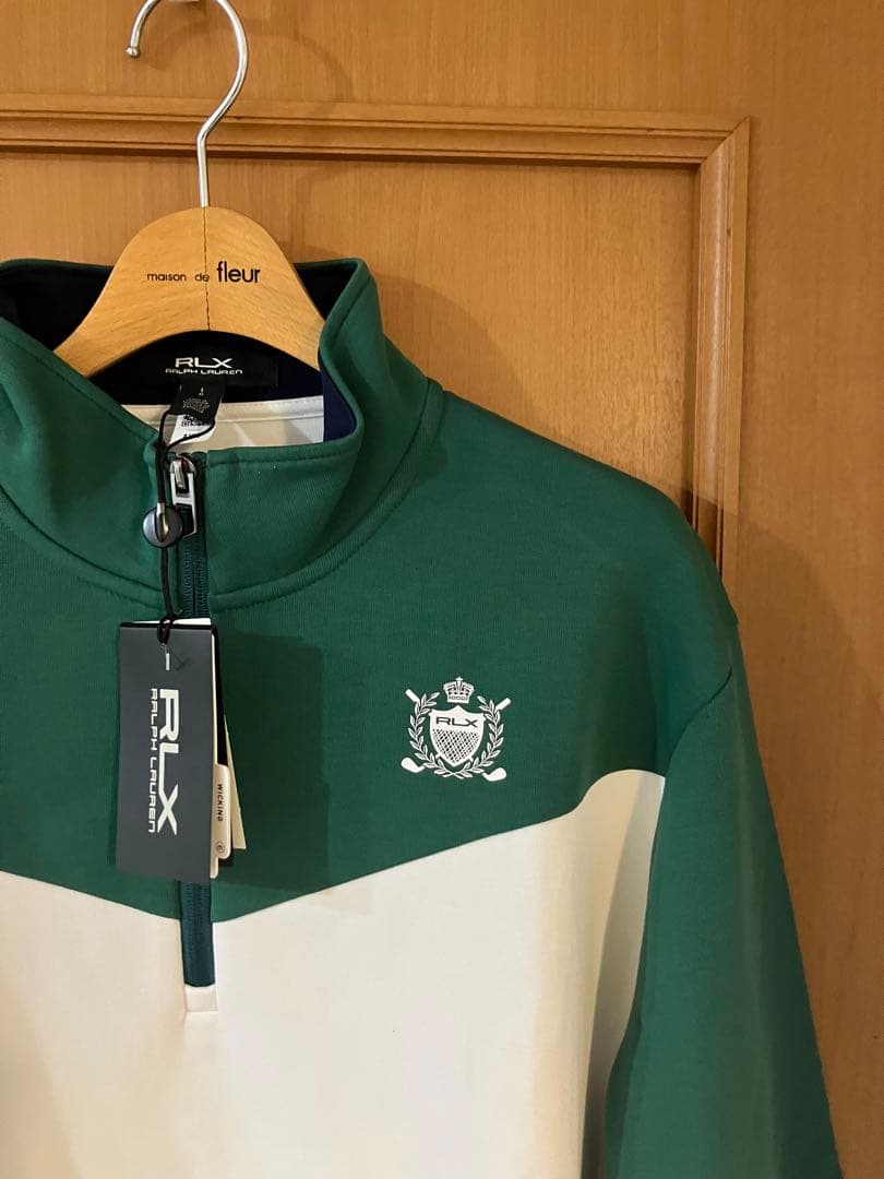 RLX ゴルフ ブロックダブルニット プルオーバー フルジップ ジャケット L