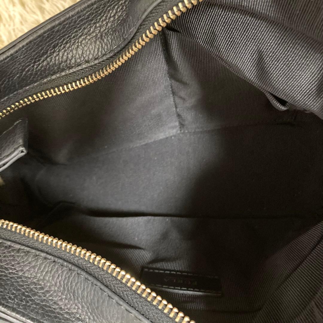【美品】FURLA フルラ ハーパー ショルダーバッグ レザー ブラック ハンド