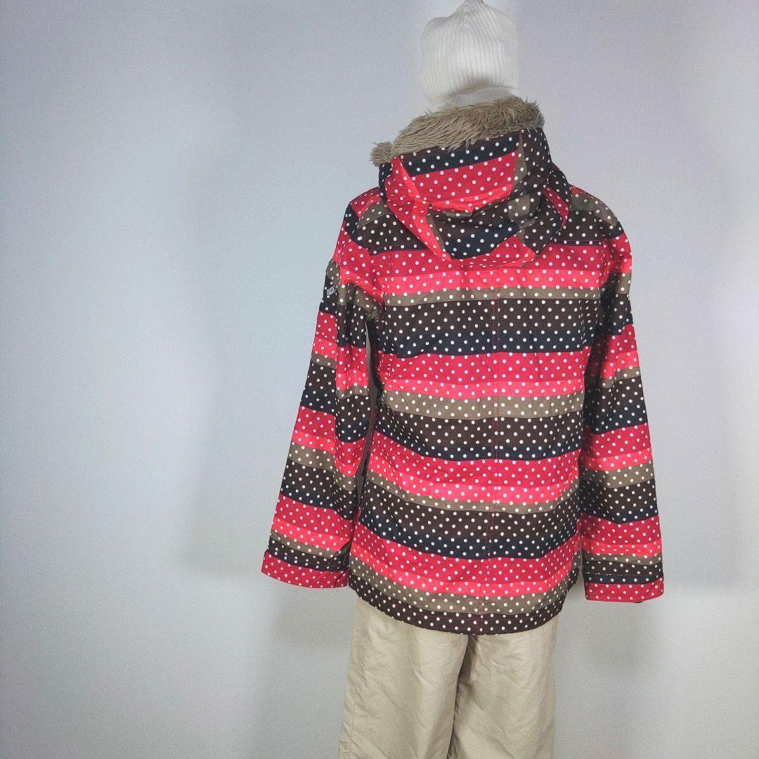 ROXY　ロキシー　レディース　M　スノーボードウェア　ドット　ピンク　ブラウン