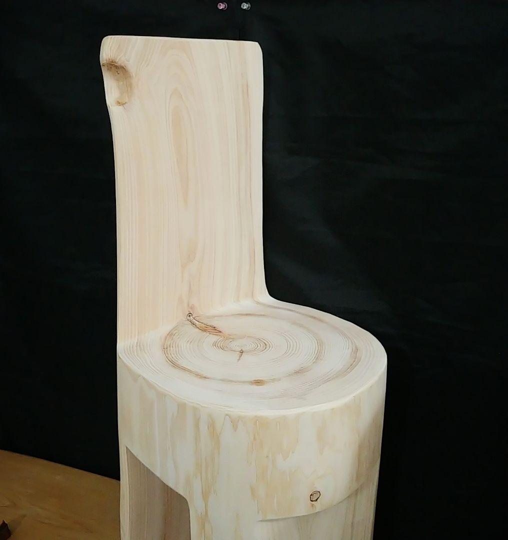 丸太椅子　ヒノキ　背もたれ付き