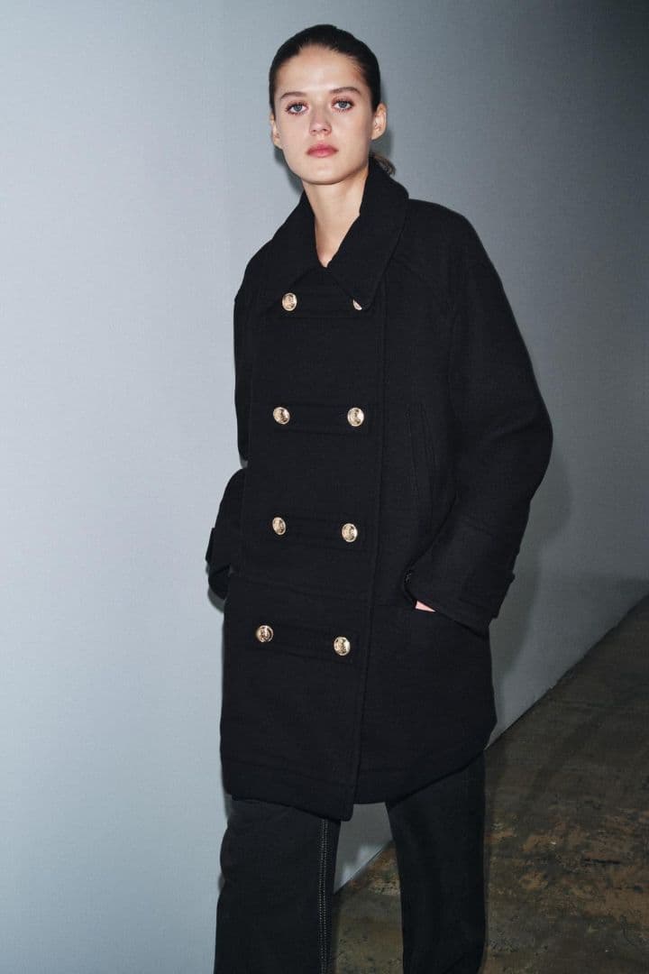 【新品タグ付き】ZARA ウールブレンドダブルブレスト仕様コート XS