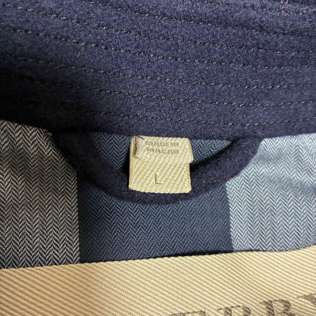 バーバリーブリッド　ピーコート　ノバチェック　ネイビー　Lサイズ　三陽商会
