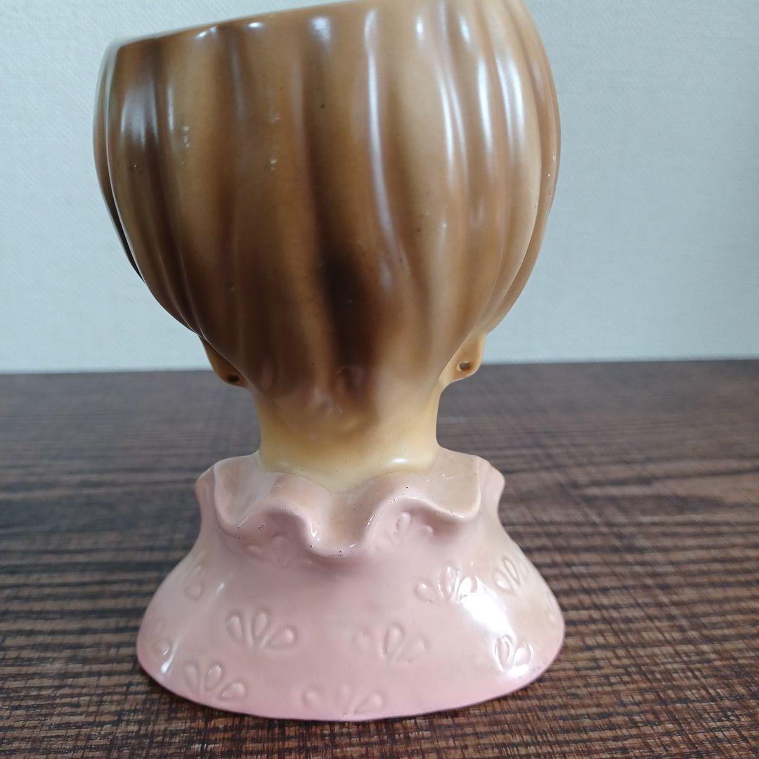 ビンテージ レディヘッドベース 陶器製の置物花瓶　美しい女性　３点セット