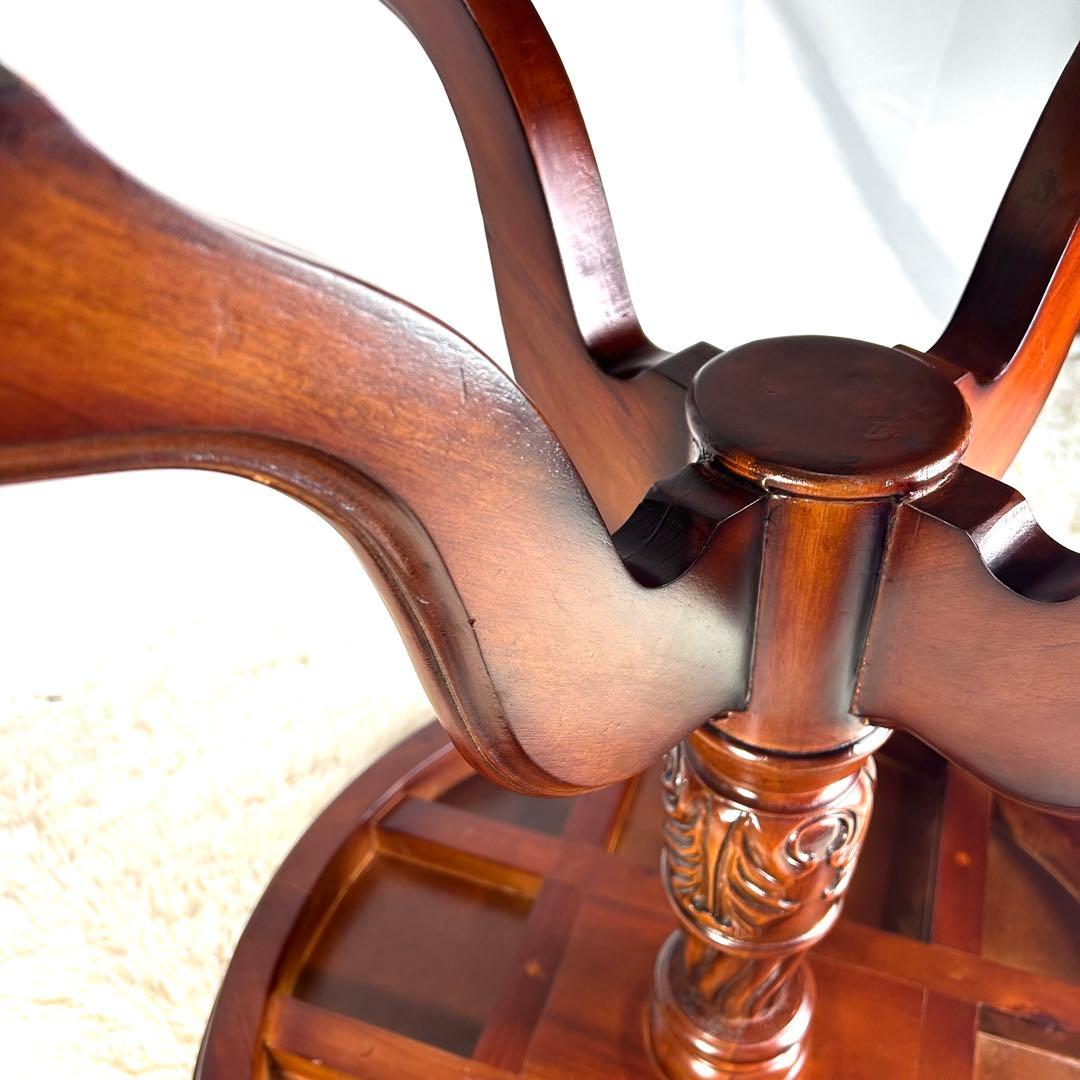 kuroshio コモテーブル　猫脚　ヨーロッパ風　高級　レザー調　丸テーブル