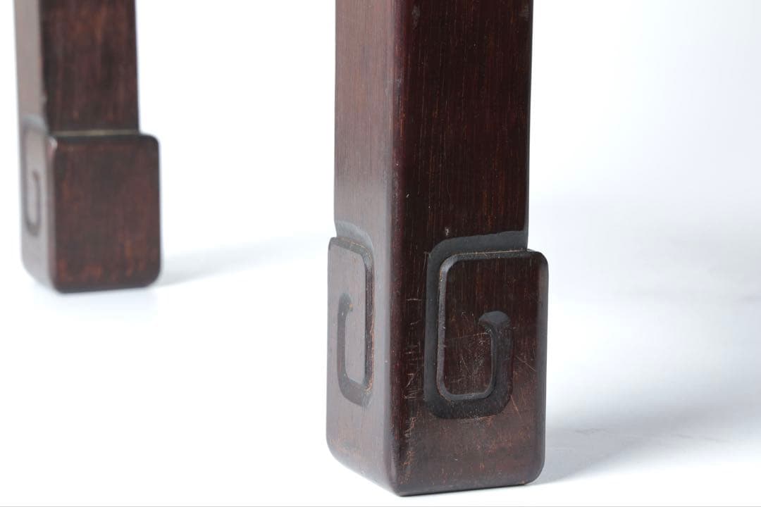 中国美術 細密彫刻 唐木 座卓 紫壇 香炉台 テーブル 机 時代物 骨董品