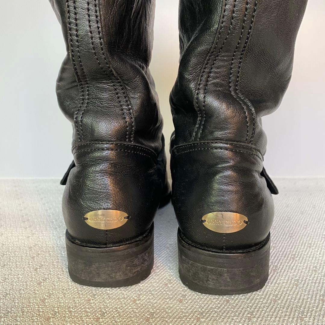JIMMY CHOO イタリア製 ロゴプレート付 エンジニアブーツ37 1/2