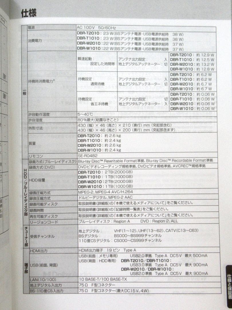 東芝 レグザ ブルーレイディスクレコーダー DBR-T1010 動作美品