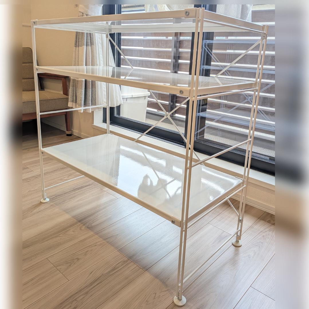 無印良品　スチールユニットシェルフ　スチール棚セット　ワイド　小　ライトグレー