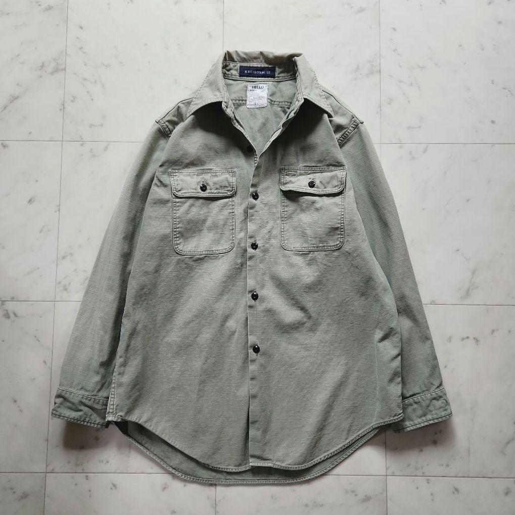 マディソンブルー ハンプトンバックサテン 長袖シャツ カーキ ゆったりめ