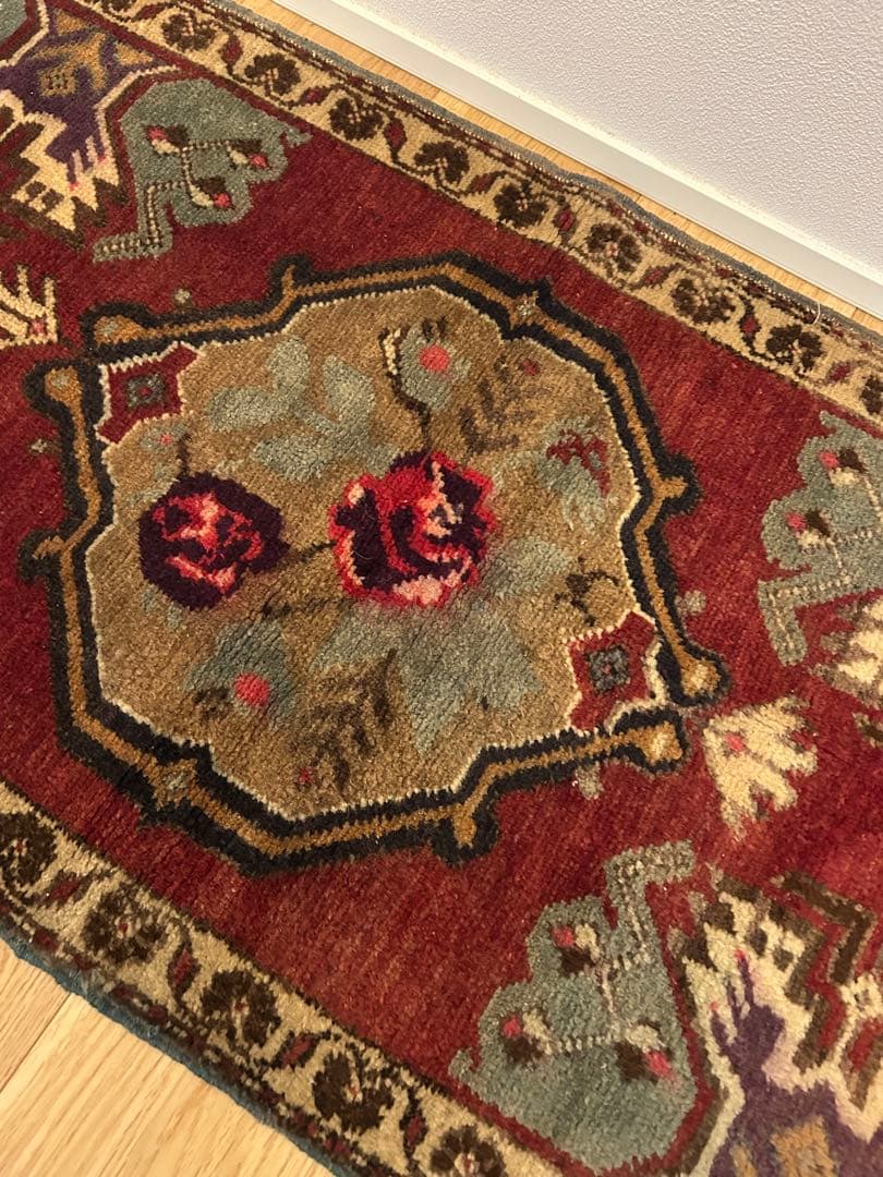 週末セール＊トライバルラグ・トルコヴィンテージラグ・ウール約54×119cm