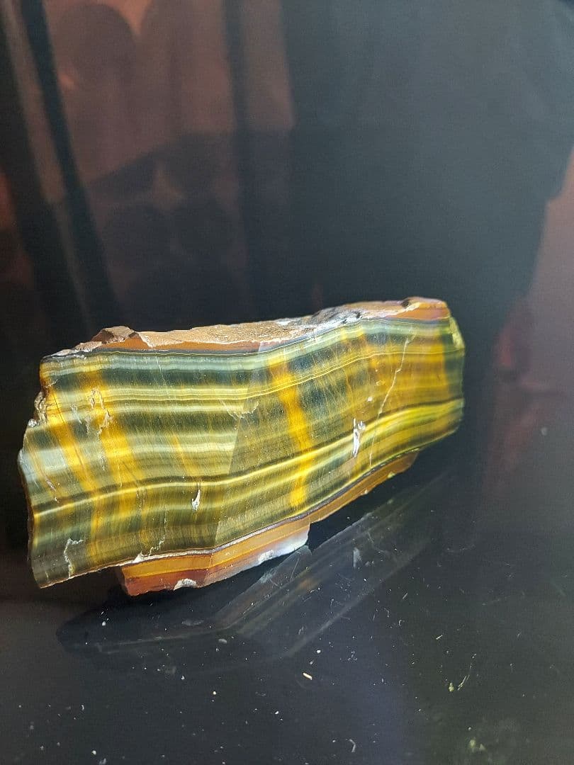 超絶ギラギラシラーが浮かぶ！ 綺麗なミックスタイガーアイ 原石 表面磨き494