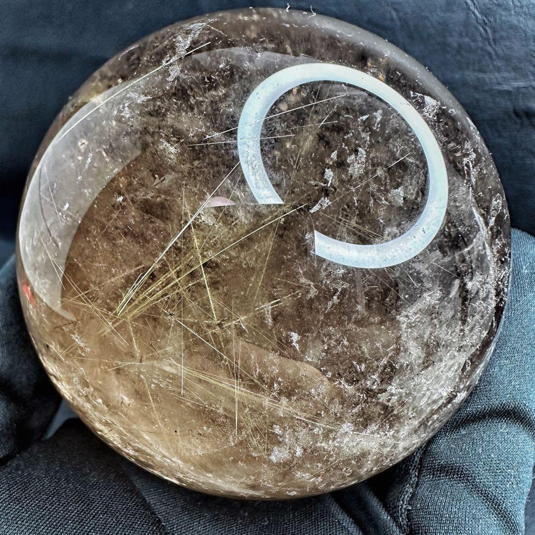 別格高級品❗️虹入り☆スモーキー チルクォーツ 丸玉パワーストーン天然石A1074