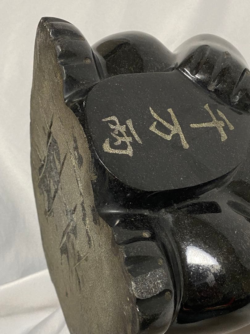 2278❣️黒御影石　招き猫　石像　彫刻　オブジェ