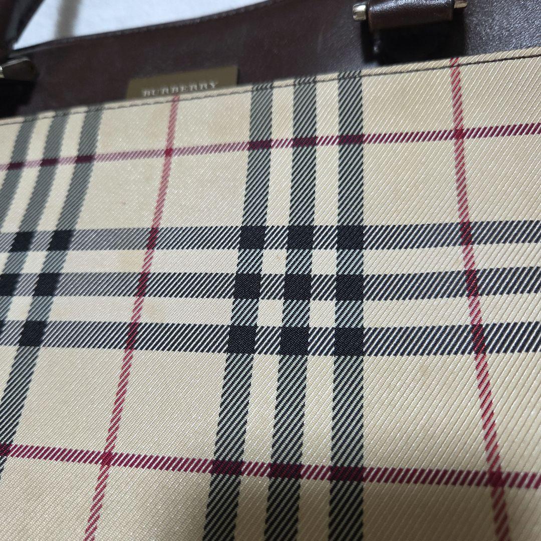 BURBERRY ノバチェック ハンド バッグ キャンバス レザー ベージュ